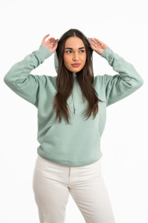 SUDADERA ECO CAPUCHA - HOMBROS CAÍDOS JADE GREEN