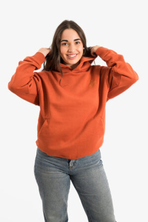 SUDADERA ECO CAPUCHA OVERSIZE BURNT BRICK MUJER